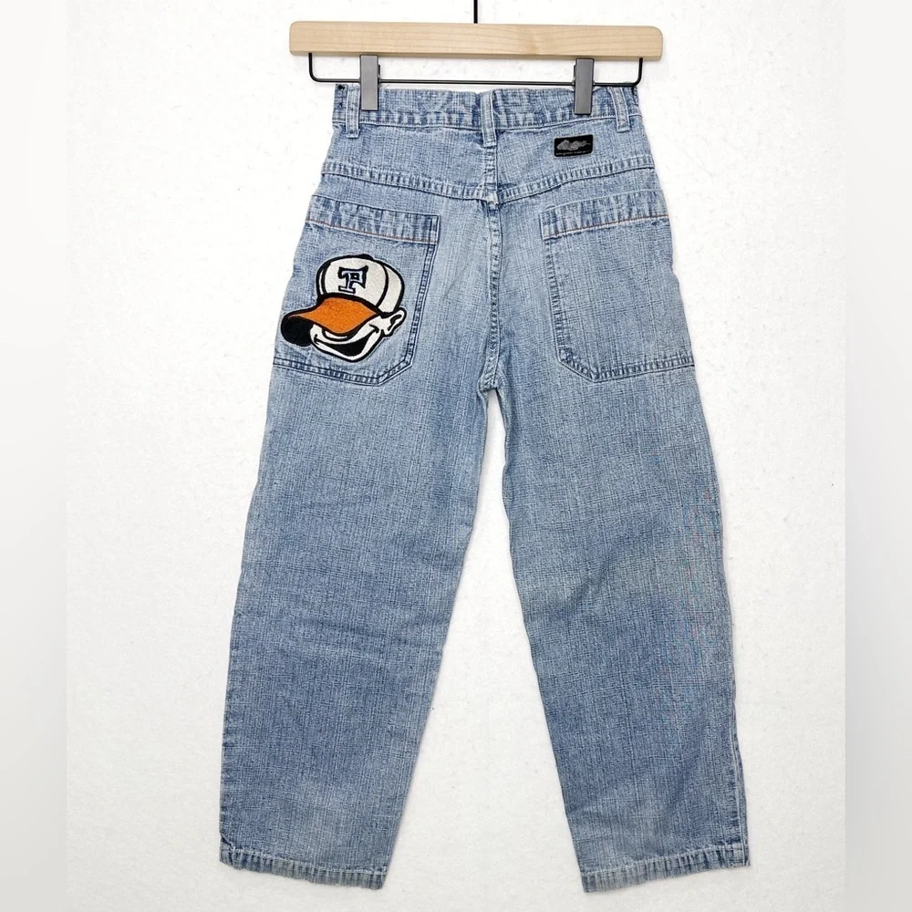 Vintage Paco Jeans Blue Wide Leg Skater Streetwear Jeans Boys 7 Embroidered